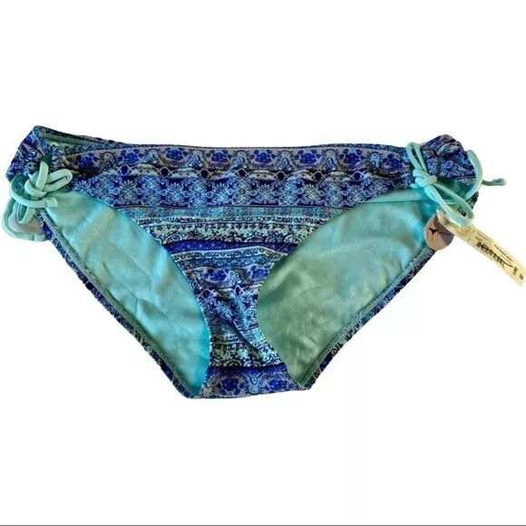 Arizona Jeans Hipster Blue Paisley Print Bikini Bottoms Swim Gear Sz XL NWT