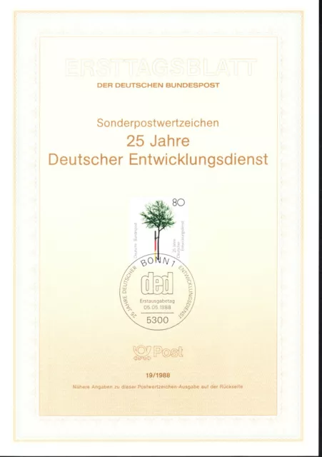 BRD, Deutschland, FDC, Nr.19/1988, "25 Jahre Deutscher Entwicklungsdienst"