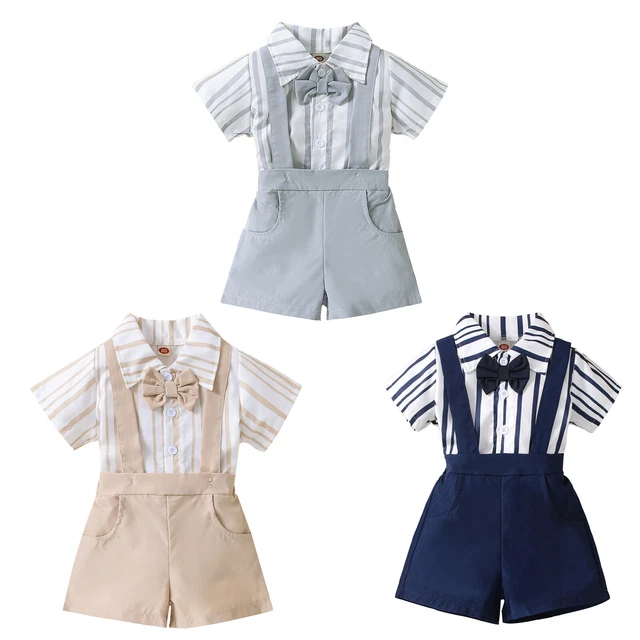 FEESHOW Baby Jungen Anzug Gentleman Outfit Kurzarm Hemd + Short Party Taufanzug