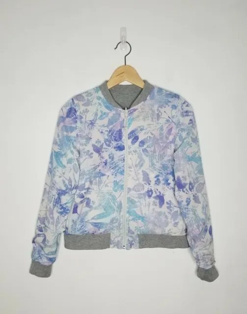 IVIVVA Girl's Reversible Full Zip Jacket Floral Multicolored Gray Size 14?