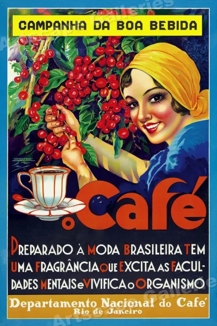 1930s "Rio de Janeiro Coffee Cafe" Classic Advertising Art Poster - 24x36