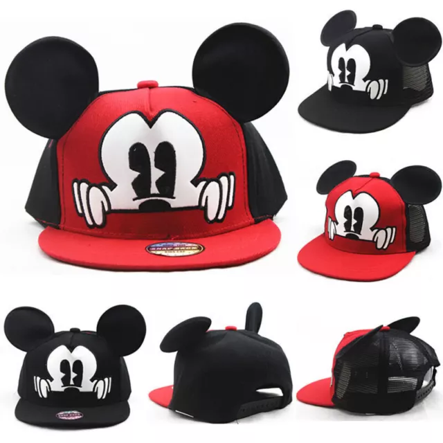 Kids Boy Girls Cartoon Mickey Mouse Ear Baseball Cap Snapback Mesh Sun Hat