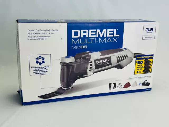 NEW - Dremel MM35-01 Multi-Max 3.5-Amp Corded Multi-Tool Kit w/12 Accessories NEW - Dremel MM35-01 Multi-Max 3.5-Amp Corded Multi-Tool Kit w/12 Accessories
