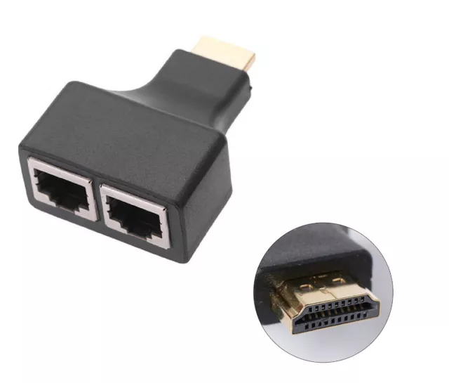 QIANRENON RJ45 à HDMI Extendeur Adaptateur 1080P sur RJ45 CAT 5e Ethernet  câble