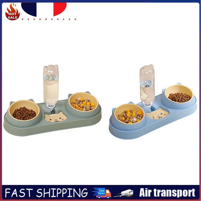 Cat Food Double Bowl Pet Automatic Feeder Water Dispenser Dog Cat Food Container