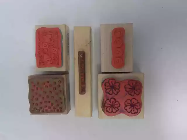 5 x Gummi Holzblock Handwerk Papier Stempel sortiert handgefertigt von, Liebe, Blume 2