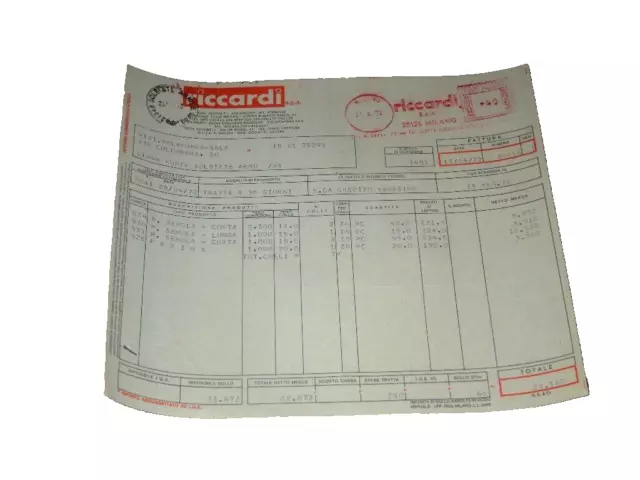 Riccardi-Fattura Commerciale-Pubblicita'-Storia Postale Affrancatura Meccanica
