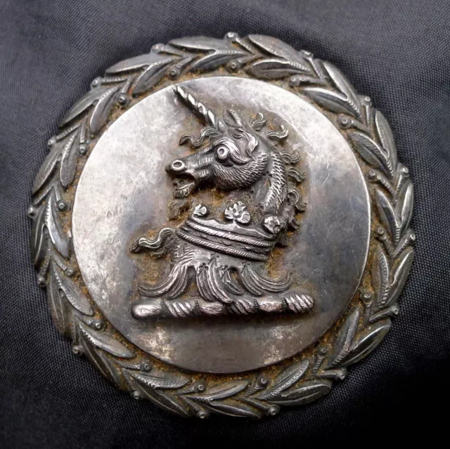 Antique Pewter Unicorn Design Scottish Clan Badge Or Plaid Belt Buckle Clasp.