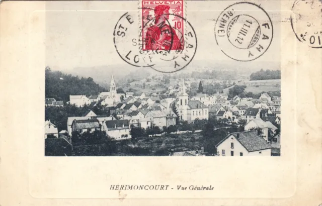 Carte postale ancienne DOUBS HERIMONCOURT vue générale timbrée