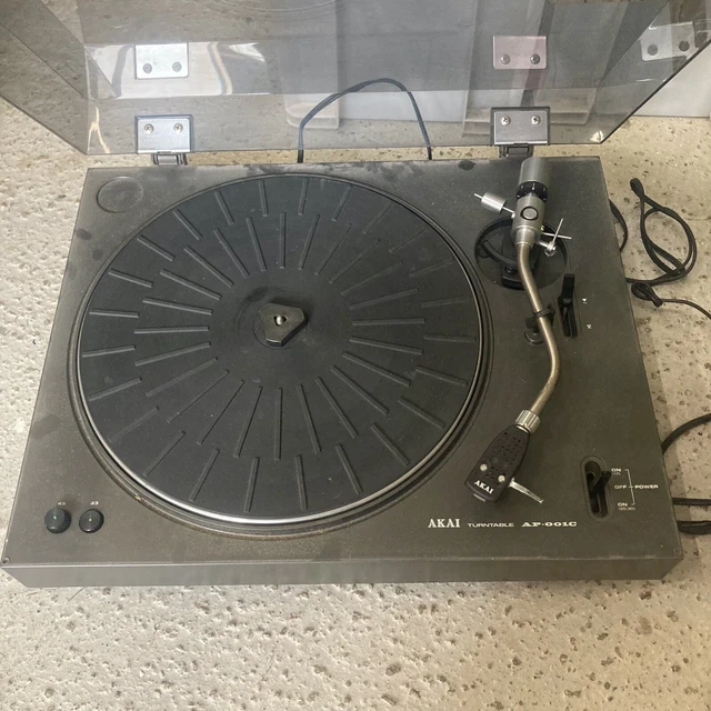 Platine Vinyle Akai AP-001C - Noire - À Réparer / Pièces - S'allume Mais Ne Tourne Pas