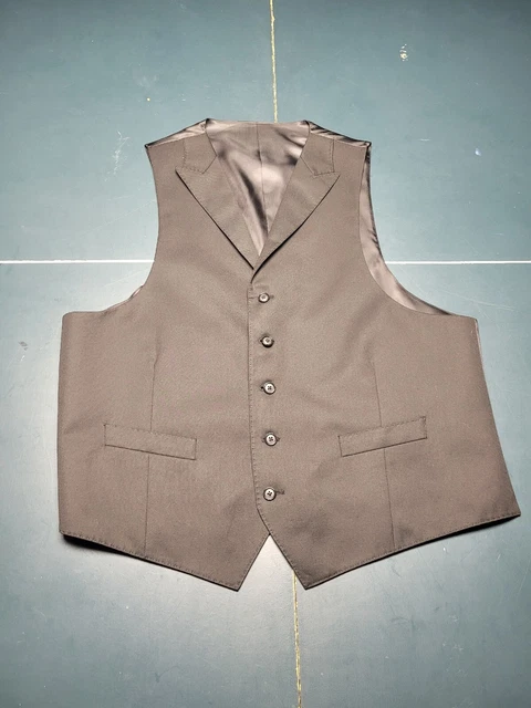 Men's Black Tuxedo Vest XL 5 Button Exposed Stitching