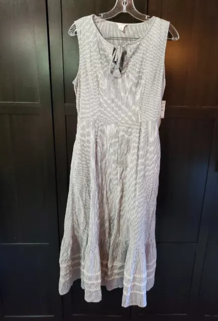 Caslon Maxi Dress Stripe Tiered 100% Cotton Womens Size XS NEW MSRP $79