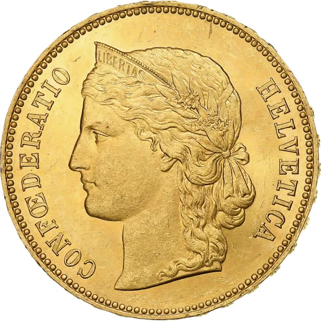 [#869760] Svizzera, 20 Francs, Helvetia, 1891, Bern, Oro, SPL, KM:31.3
