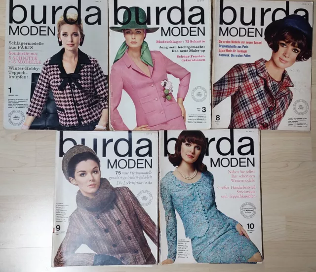 Burda Moden 5 Hefte 1965 (Nr. 1, 3, 8, 9, 10)