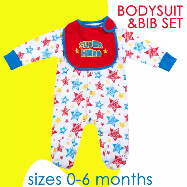 Newborn Baby Boys Super Hero Sleepsuit One Piece Comic Book Sizes 3-6 Months UK