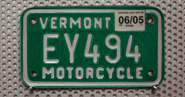 usa VERMONT Motorrad-Nummernschild US Kennzeichen Motorcycle License Plate # EY