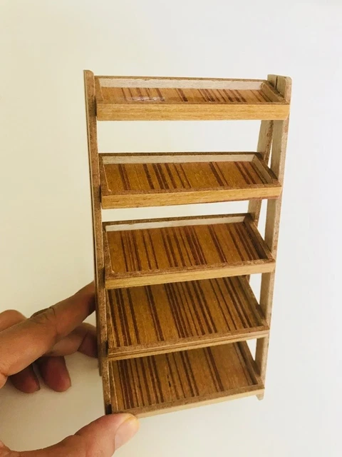 Wood Perspex 5 Shelf Shop Display Fruit Veget Dollhouse Miniatures Market Deco