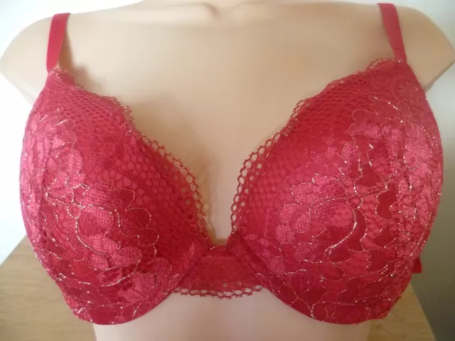 LA SENZA BRA Stunning red push up padded underwire size 32 DD cup