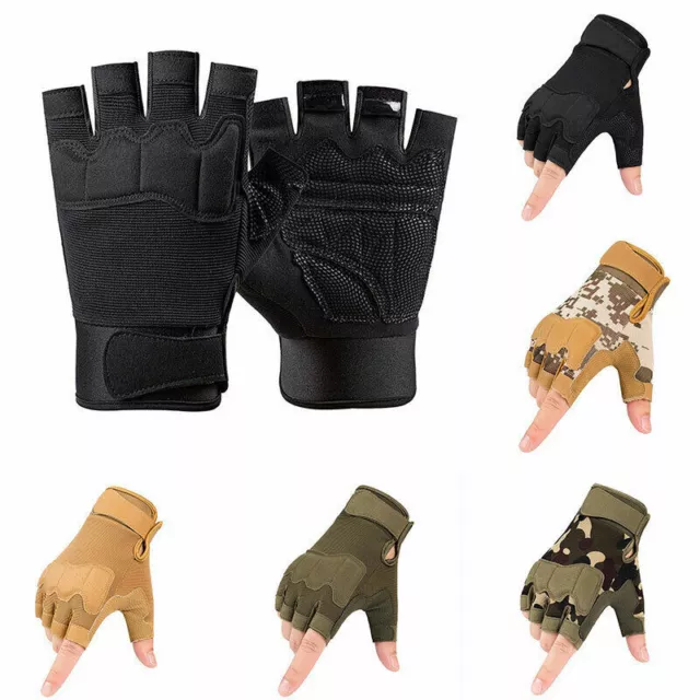 Herren Taktische Handschuhe Militär Armee Jagd Fingerlos Halbe Finger Fitness Q