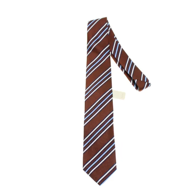 Eton NWT Neck Tie in Brown/Blues/White Stripes 100% Silk