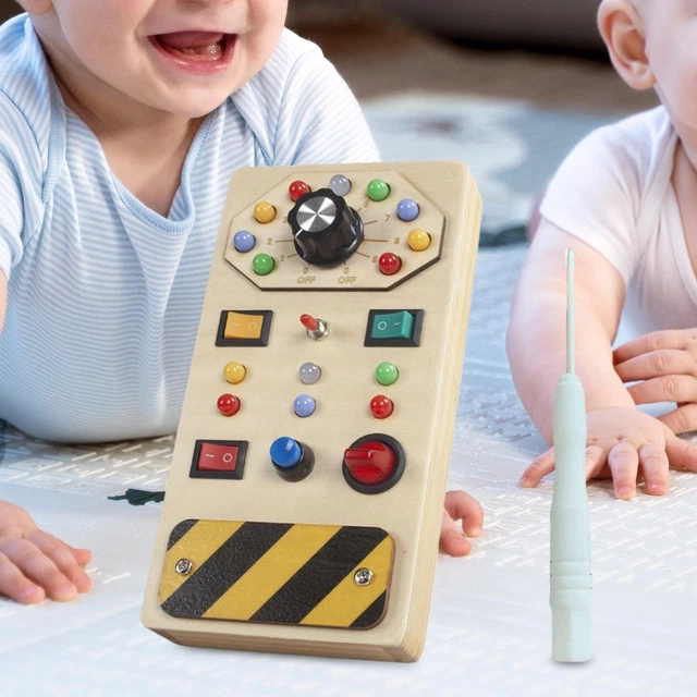 Lights Switch Busy Board Toys with Buttons Cognition Game Wooden Control Panel