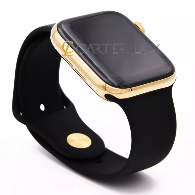 Custom 24K Gold Plated 41MM Apple Watch SERIES 7 Louis Vuitton Band LTE GPS  02