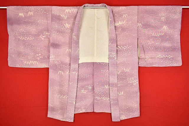 Vintage Japanese Kimono Silk Antique BORO HAORI Kusakizome Dyed/A021/525