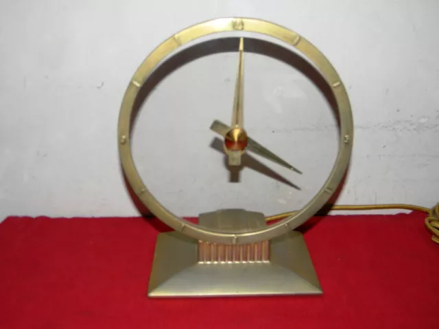 Restored ! Jefferson Mystery Golden Hour Clock Vintage Art Deco Mid Century