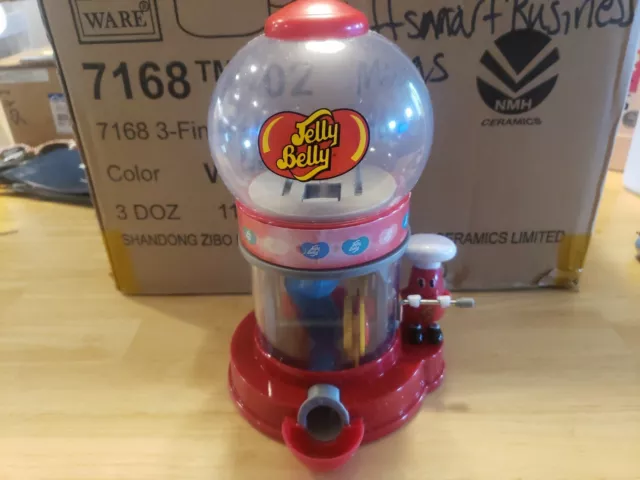 Jelly Belly Candy Dispenser Machine Red Mr Jelly Bean Vending Gears Crank 2012