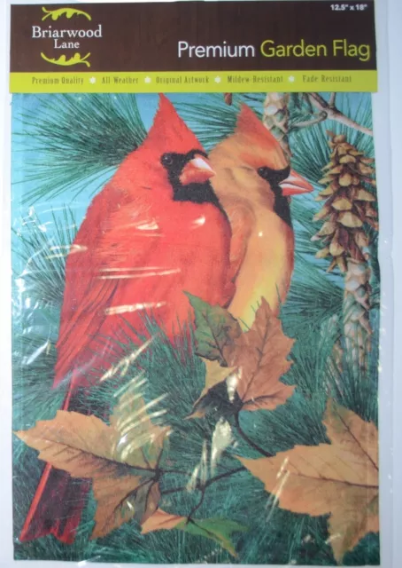 Briarwood Lane Garden Flag Autumn Splendor Cardinal Birds Fall 12.5x18"