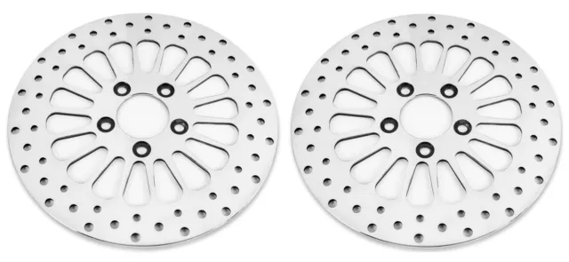 Polished Stainless Super Spoke Single Front & Rear 11.5 Brake Disc Rotors Harley 2