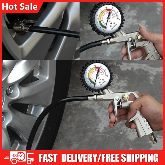 Digital Dial Pressure Meter Gauge 220 PSI Dual Head Air Chuck for Car Auto Truck