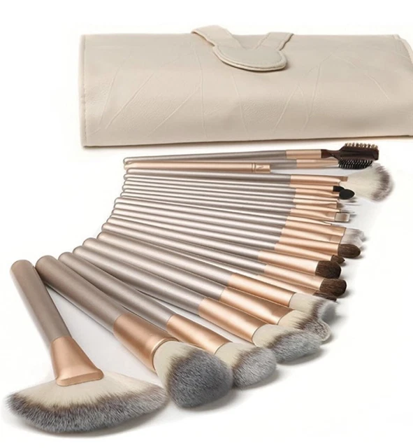 Set 18 Pennelli Trucco Con Custodia Da Viaggio