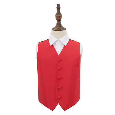 DQT Woven Plain Solid Check Red Boys Wedding Waistcoat 2-14 Years