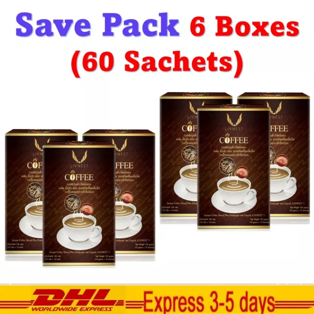 6 Boxes Cordyceps Coffee With Lingzhi Instant Herbal Dietary Supplement Extract