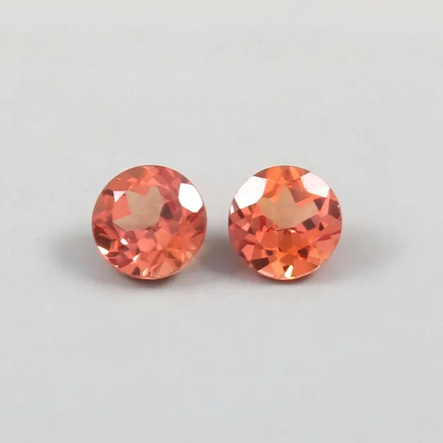 Terrefic Naturel Ceylan Padparadscha Saphir Rond Desseré Gemme Coupe Paire 6 MM