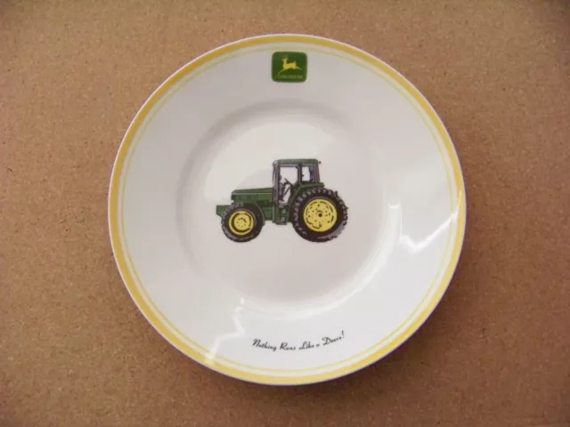3 - John Deere logo and tractor design yellow trim salad plate