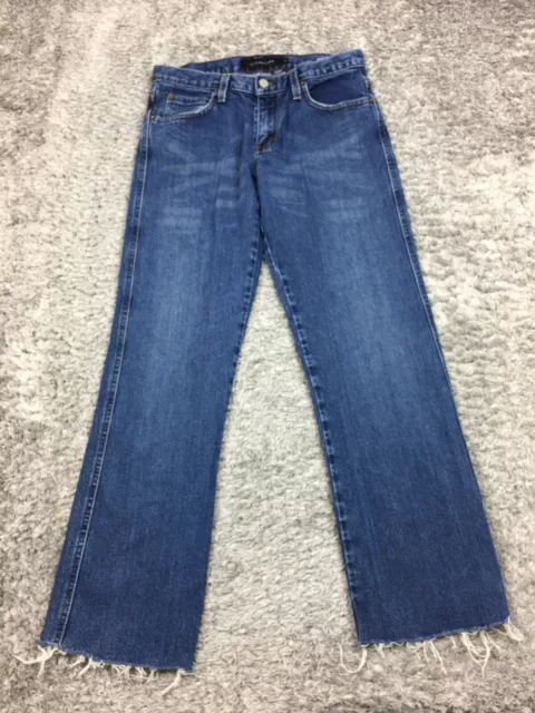 Calvin Klein Straight Leg Jeans Womens Size 4 Blue Dark Wash Denim Raw Hem