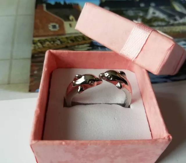 Bague  Dauphins Doubles Argent 925 Taille Réglable Collection H&Co