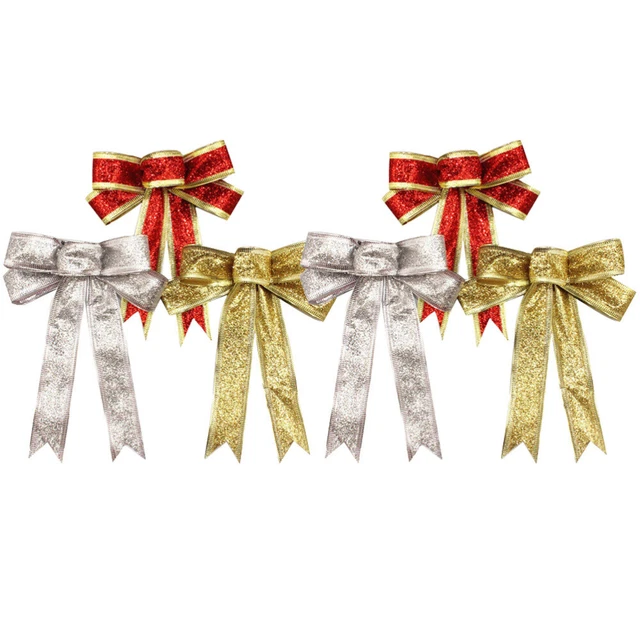 6pcs Baum Ornamente Weihnachten Baum Glitter Weihnachten Bögen Kranz Bogen
