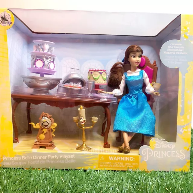 DISNEY STORE Beauty and the Beast - Belle Classic Doll Dinner Party Play Set NIB