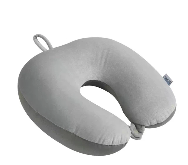 Memory Foam Travel Flight Pillow Extra Soft U Shape  Neck Support - Light Grey