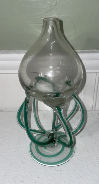 ⭐ Jozefina Krosno Handblown Art Glass Octopus Jellyfish Swirl Oil Lamp - Poland