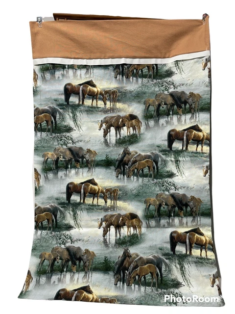 Horses Western Equestrian  pillow case cotton handmade NWOT