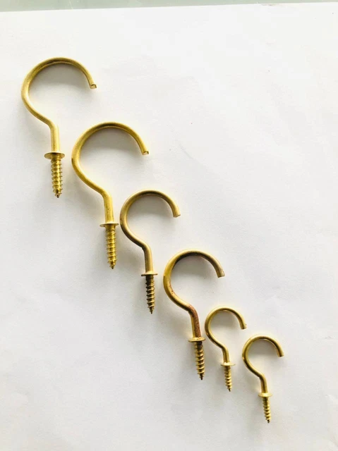 Brass Key Cup Hooks Screws Plant Coat Hanger Jewelry Display Holder Home