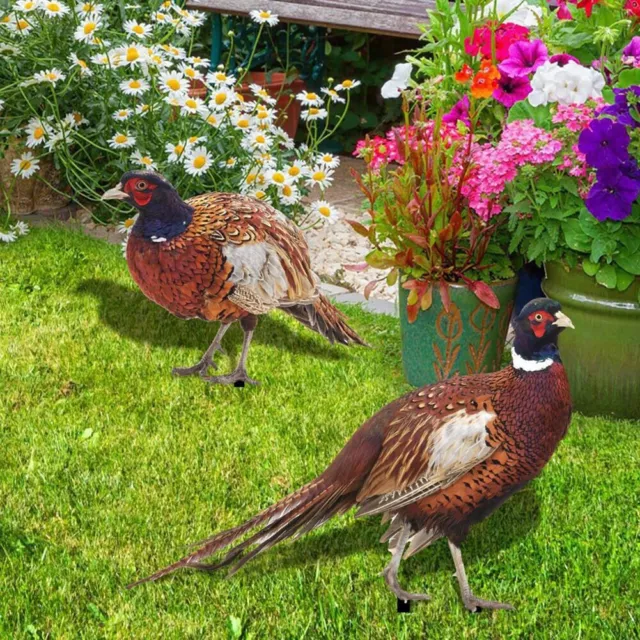 2er Set Gartendeko Figuren Huhn Pfaugarten Ornamente für den Außenbereich