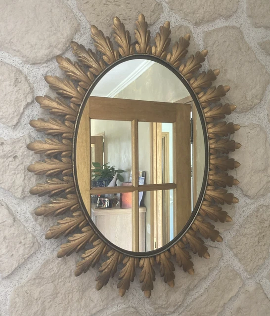 Grand miroir sur pied,miroir ovale,cadre en métal doré,avec support pour entrée,chambre,dressing