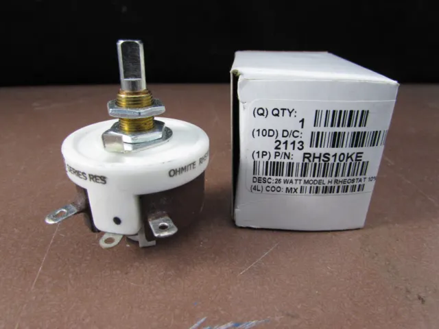 Ohmite Linear Rheostat Potentiometer, 25W 10K Ohm 0.155A / RHS10KE