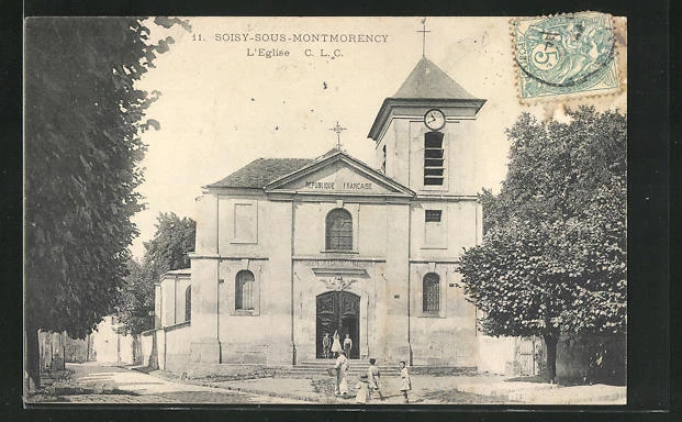 CPA Soisy-sous-Montmorency, People in front of the Church 1905