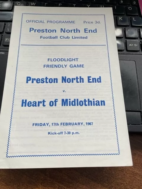 1966/67 Preston North End V Hearts - Friendly